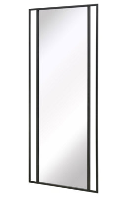 MirrorOutlet Slim Fenestra - Full Length Black Modern Wall and Leaner Mirror 71" X 31" (180 x 80CM)