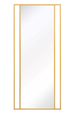 MirrorOutlet Slim Fenestra - Gold Modern Wall and Leaner Mirror 79" X 35" (200 x 90CM)