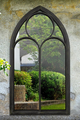 MirrorOutlet Somerley Chapel Arch Large Black Garden Mirror 150 x 81cm