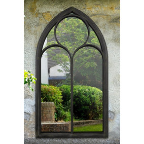 MirrorOutlet Somerley Chapel Arch Large Black Garden Mirror 150 x 81cm