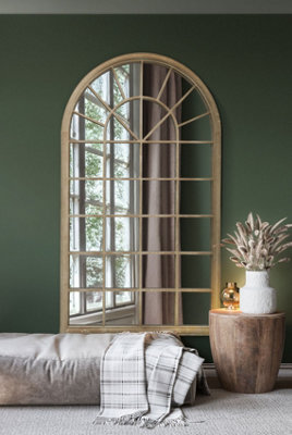 MirrorOutlet Somerley X Large Country Arch Wall Mirror 71" x 40" (180x103cm) Sand Colour