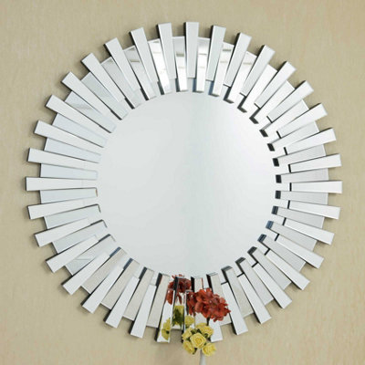 MirrorOutlet Sunburst All Glass Stylised Decorative Mirror 120 x 120