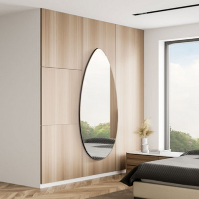 MirrorOutlet Tear Drop Frameless Glass Wall Mirror 63" X 24" (160CM X 60CM)