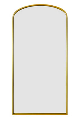 MirrorOutlet - The Angustus - Gold Metal Framed Arched Garden Wall Mirror 79"x 39" (200 x 100 cm)
