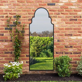 MirrorOutlet The Arcus Black Arched Leaner Wall Garden Mirror 180 x 70CM