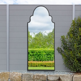 MirrorOutlet The Arcus Black Arched Leaner Wall Garden Mirror 200 x 85CM