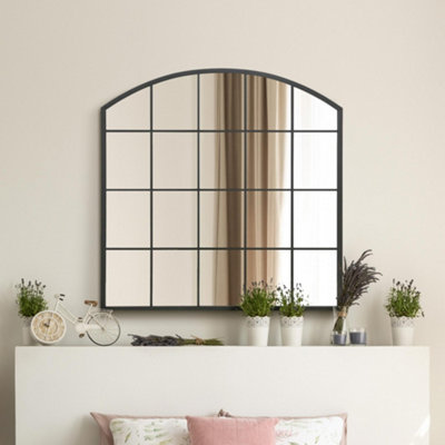 MirrorOutlet The Arcus Black Framed Arched Window Leaner/Wall Mirror ...