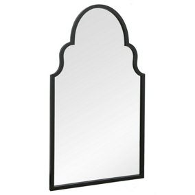 MirrorOutlet - The Arcus - Black Metal Framed Arched Garden Wall Mirror 41"x 24" (104 x 61 cm)
