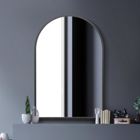 MirrorOutlet The Arcus Black Metal Framed Arched Wall Mirror 120CM X 80CM