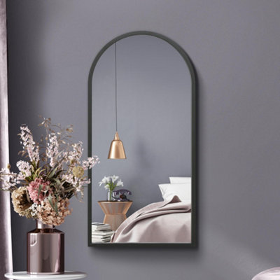 MirrorOutlet The Arcus Black Metal Framed Arched Wall Mirror 80CM X ...