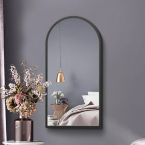 MirrorOutlet The Arcus Black Metal Framed Arched Wall Mirror 80CM X 40CM