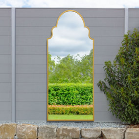 MirrorOutlet The Arcus Gold Arched Leaner Wall Garden Mirror 200 x 85CM
