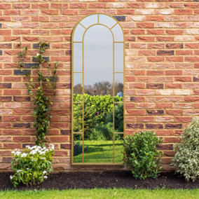 MirrorOutlet - The Arcus - Gold Framed Arched Leaner Garden Wall Mirror 67" x 24" (170  x 60 CM)
