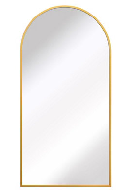 MirrorOutlet - The Arcus - Gold Framed Arched Leaner/Wall Garden Mirror 79" x 39" (200 x 100 cm)