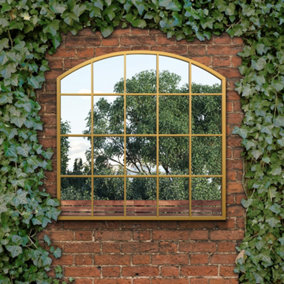 MirrorOutlet The Arcus Gold Framed Arched Window Garden Mirror 100 x 100CM
