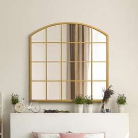 MirrorOutlet The Arcus Gold Framed Arched Window Leaner/Wall Mirror 100CM x 100CM