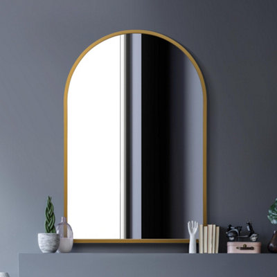 MirrorOutlet The Arcus Gold Metal Framed Arched Wall Mirror 120CM X ...