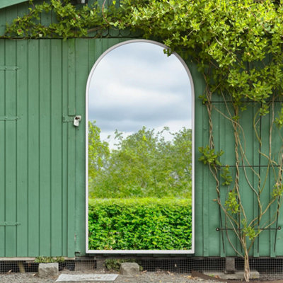 MirrorOutlet The Arcus White Framed Arched Garden Wall Mirror 180CM X 90CM