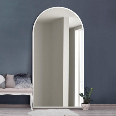 MirrorOutlet The Arcus White Framed Arched Leaner Wall Mirror 180CM X 90CM