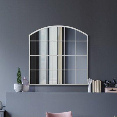 MirrorOutlet The Arcus White Framed Arched Window Leaner/Wall Mirror 100CM x 100CM