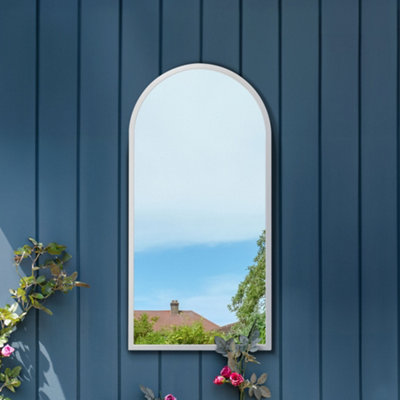 MirrorOutlet The Arcus White Metal Framed Arched Wall Mirror 80CM X 40CM