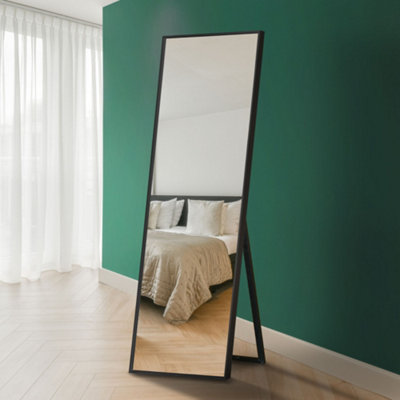 MirrorOutlet The Artus Black Aluminium Edged Cheval Mirror170CM X 58CM