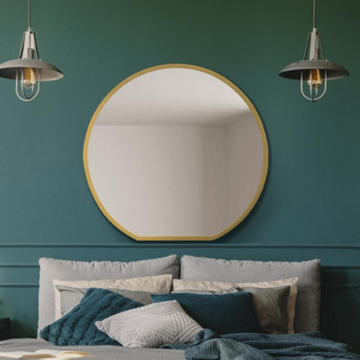 MirrorOutlet The Circulus Gold Framed Flat Bottom Circular Wall Mirror 84CM X 80CM