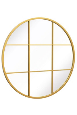 MirrorOutlet - The Circulus - Gold Metal Frame Round Garden Wall Mirror 39" x 39" (100 x 100 cm)