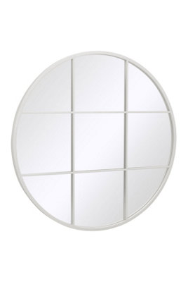 MirrorOutlet The Circulus White Metal Frame Round Window Garden Wall ...