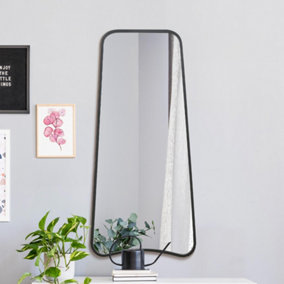 MirrorOutlet The Coartans New Black Metal Isoscelles Trapezoid Shape Framed Wall Mirror 122CM X 58CM