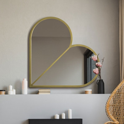 MirrorOutlet The Corde Gold Metal Framed Heart Shaped Mirror 80CM X 80CM