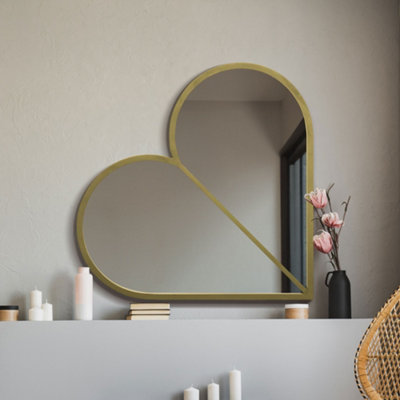 MirrorOutlet The Corde Gold Metal Framed Heart Shaped Mirror 80CM X 80CM