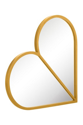 MirrorOutlet The Corde Gold Metal Framed Heart Shaped Mirror 80CM X 80CM