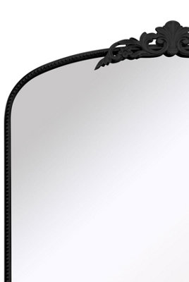 MirrorOutlet The Crown - Black Metal Framed Arched Full Length Wall Mirror with Decorative Crown 68" X 38" (174CM X 96CM)