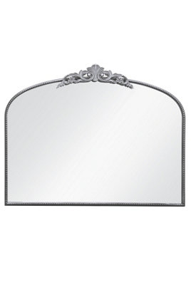 MirrorOutlet The Crown - Silver Metal Framed Classic Arched Wall Mirror with Feature Crown 40" X 31" (102CM X 80CM)