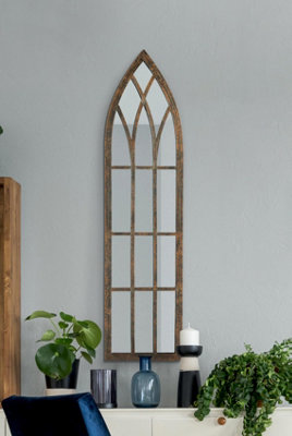 MirrorOutlet The Dorset Rustic Framed Arched Leaner Wall Mirror 100CM X 24CM