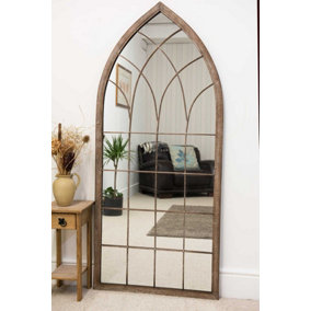 MirrorOutlet The Dorset Rustic Framed Arched Leaner Wall Mirror 168CM X 76CM