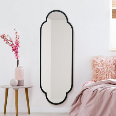 MirrorOutlet The Duplici Black Metal Framed Double Arched Oval Wall Mirror 150CM X 52CM