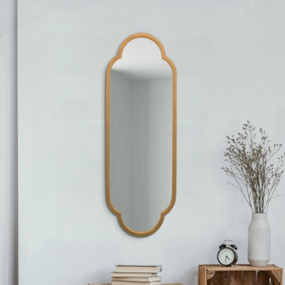 MirrorOutlet The Duplici Gold Metal Framed Double Arched Oval Wall Mirror 102CM X 35.5CM