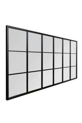 MirrorOutlet The Fenestra Black Modern Window Leaner / Wall Mirror 69" X 33" 174CM X 85CM
