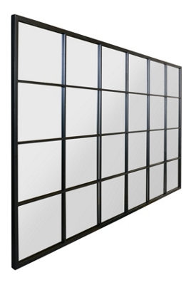 MirrorOutlet The Fenestra Black Modern Window Leaner / Wall Mirror 69" X 43" 174CM X 110CM