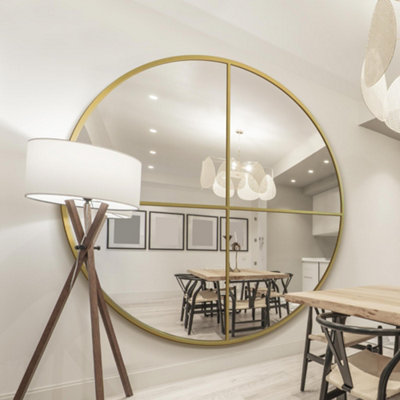 MirrorOutlet The Fenestra Gold Extra Large Circular Window Metal Wall ...
