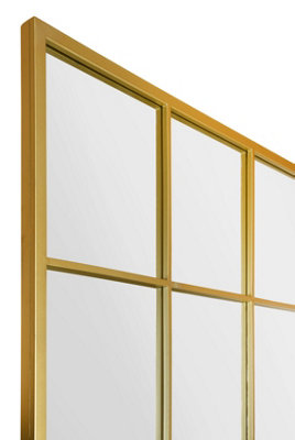 MirrorOutlet The Fenestra Gold Modern Window Leaner Wall Mirror 69" X 43" 174CM X 110CM