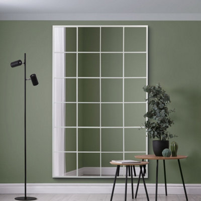 MirrorOutlet The Fenestra White Modern Window Leaner / Wall Mirror 174CM X 110CM