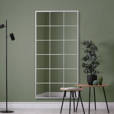 MirrorOutlet The Fenestra White Modern Window Leaner / Wall Mirror 174CM X 85CM