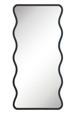 MirrorOutlet The Fluctus Black Metal Rectangular Wavy Framed Wall Mirror 170CM X 80CM