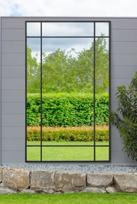MirrorOutlet - The Genestra - Black Contemporary Wall & Leaner Garden Mirror 71"x 43" (180 x 110 cm)