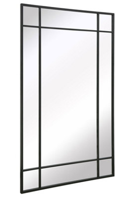 MirrorOutlet - The Genestra - Black Contemporary Wall & Leaner Garden Mirror 71"x 43" (180 x 110 cm)