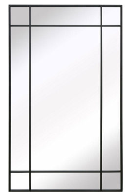 MirrorOutlet - The Genestra - Black Contemporary Wall & Leaner Garden Mirror 79"x 47" (200 x 120 cm)