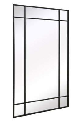 MirrorOutlet - The Genestra - Black Contemporary Wall & Leaner Garden Mirror 79"x 47" (200 x 120 cm)